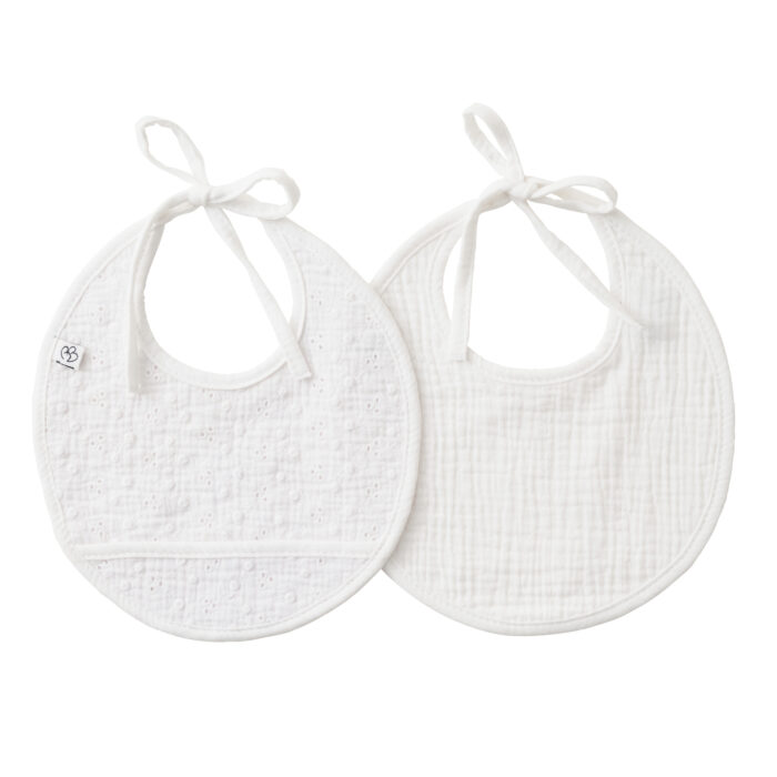 Lot de 2 bavoirs naissance en gaze de coton - Vintage Chic (BB an Co)
