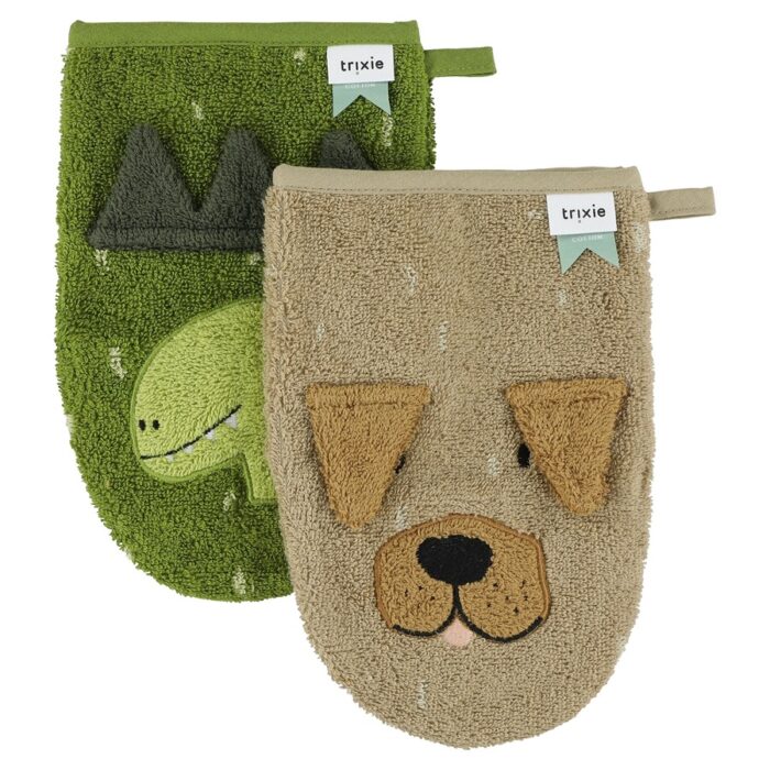 Gant de toilette 2-pack | Mr. Dino - Mr. Dog (Trixie)