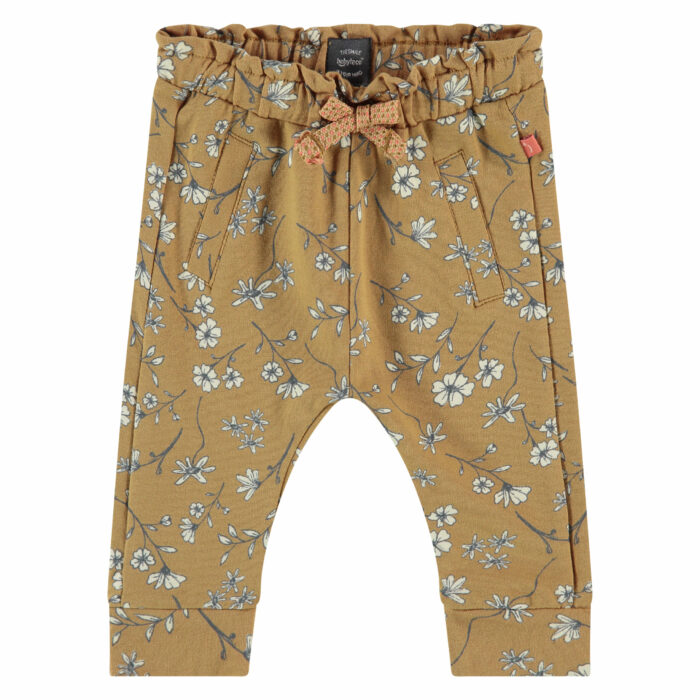 Pantalon bébé fille imprimé fleurs curry FW23 (Babyface)